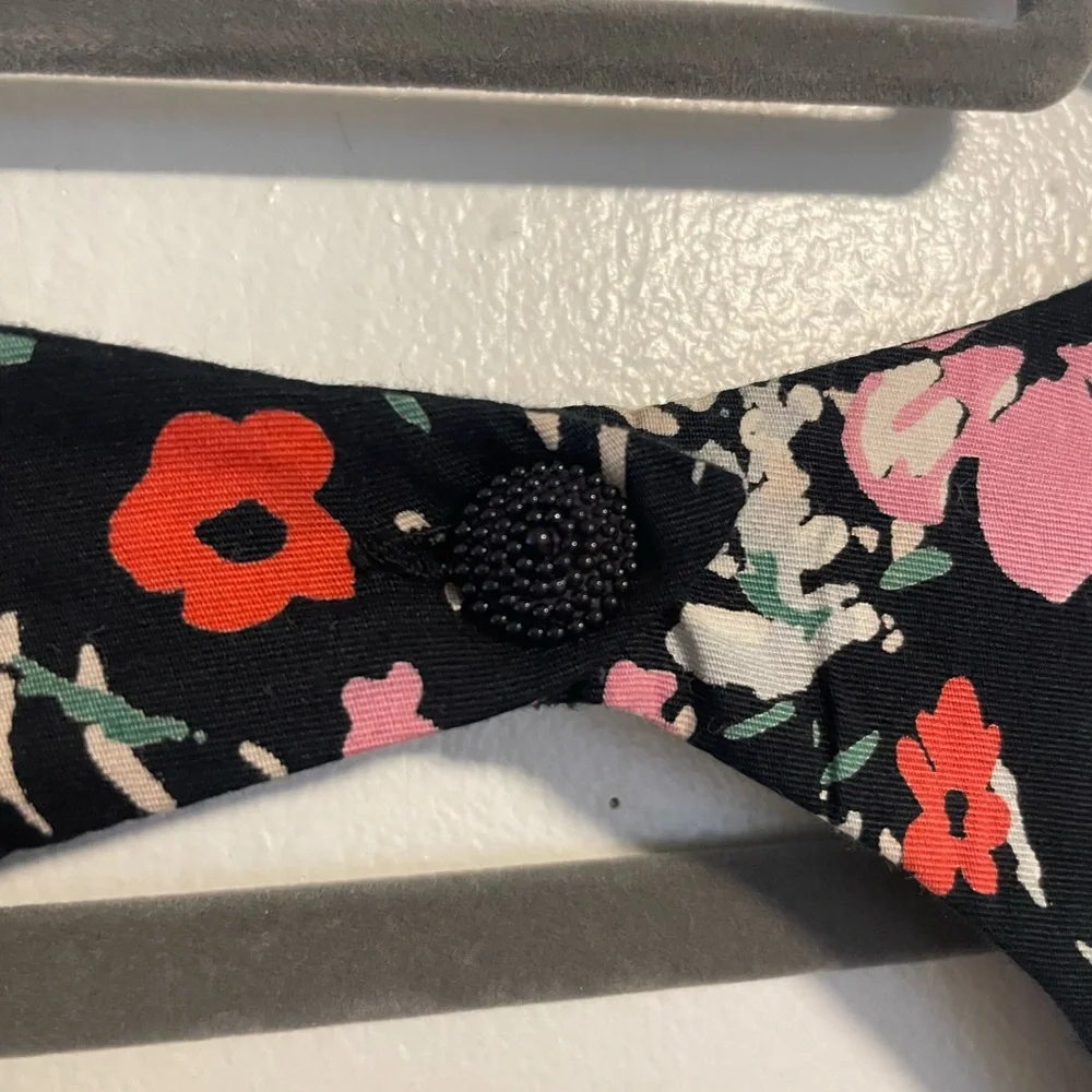 Free People Black Floral Midi Dress with Red & Pink Blooms size 4
